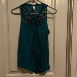 No Boundaries Blue Embellished Tank Top